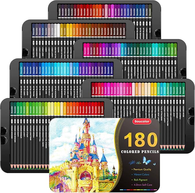 Soucolor 180-Color Artist Colored Pencils Set 